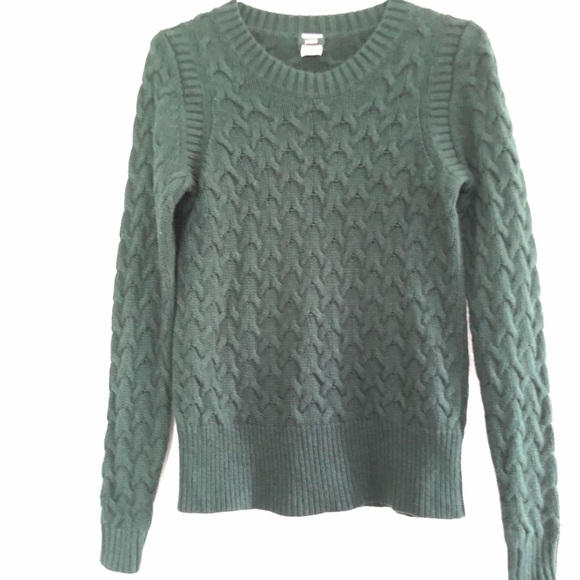 J Crew Heavy Cable Sweater Dark Green Crew small women’s - Picture 3 of 6